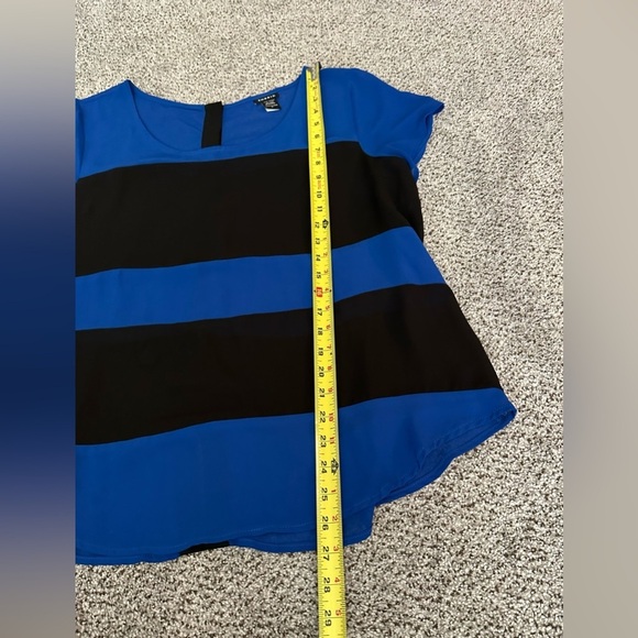 TORRID 0 0X XL Cobalt Blue Black Stripe Chiffon Top Buttons R $45 - Picture 10 of 10